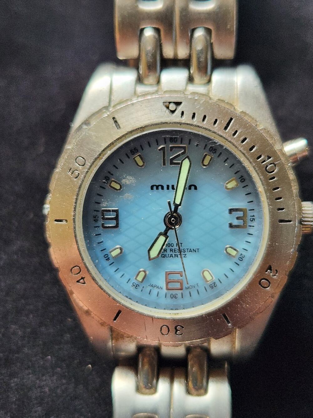 Milan Advance Watch Blue Mother of Pearl Style Dial Stainless Bracelet